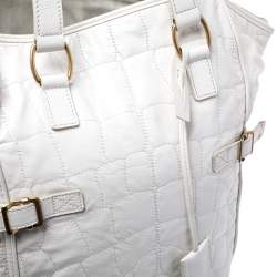 مملوكة مسبقًا حقيبة سان لوران باريس داون تاون جلد نقشة التمساح أبيض لامع متوسطة