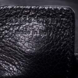 Saint Laurent Paris Black Ruffle Leather St Tropez Horn Hobo