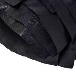 Saint Laurent Paris Black Ruffle Leather St Tropez Horn Hobo
