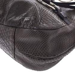 Pre Owned Yves Saint Laurent Dark Green Snakeskin Ring Hobo