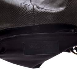 Pre Owned Yves Saint Laurent Dark Green Snakeskin Ring Hobo