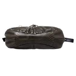 Pre Owned Yves Saint Laurent Dark Green Snakeskin Ring Hobo
