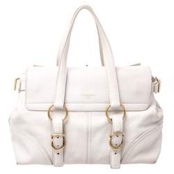 Pre Owned حقيبة سان لوران ريفا غوش جلد كريمي