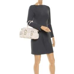 Pre Owned حقيبة سان لوران ريفا غوش جلد كريمي