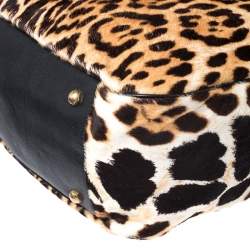 Saint Laurent Paris Leopard Print Calf Hair Large Roady Hobo