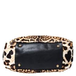 Saint Laurent Paris Leopard Print Calf Hair Large Roady Hobo