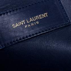 Saint Laurent Paris Blue Leather Small Cabas Chyc Tote