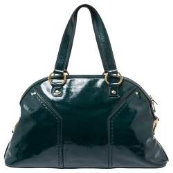 Pre Owned Yves Saint Laurent Green Leather Large Muse Satchel