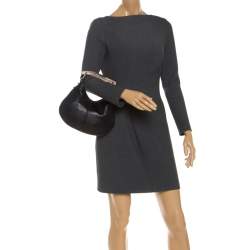 Pre Owned حقيبة هوبو سان لوران باريس ميني مومباسا جلد أسود