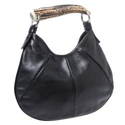 Pre Owned حقيبة هوبو سان لوران باريس ميني مومباسا جلد أسود