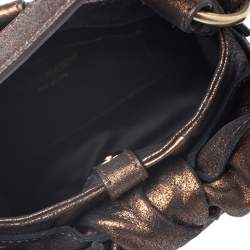 Pre Owned Yves Saint Laurent Metallic Bronze Leather Mini Sac Bow Shoulder Bag