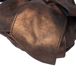 Pre Owned Yves Saint Laurent Metallic Bronze Leather Mini Sac Bow Shoulder Bag