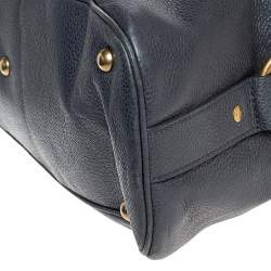 Pre Owned Yves Saint Laurent Metallic Grey Leather Medium Muse Satchel