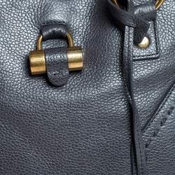 Pre Owned Yves Saint Laurent Metallic Grey Leather Medium Muse Satchel