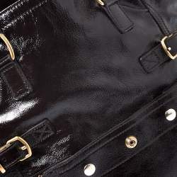 Pre Owned Saint Laurent Paris Brown Patent Leather Medium Downtown Tote