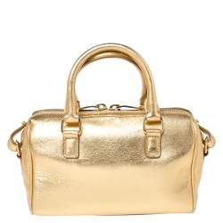 Pre Owned Saint Laurent Paris Metallic Gold Leather Classic Duffel Bag