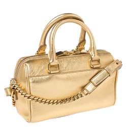 Pre Owned Saint Laurent Paris Metallic Gold Leather Classic Duffel Bag
