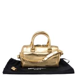 Pre Owned Saint Laurent Paris Metallic Gold Leather Classic Duffel Bag