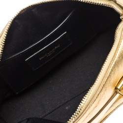 Pre Owned Saint Laurent Paris Metallic Gold Leather Classic Duffel Bag
