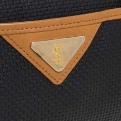 Pre Owned Saint Laurent Black/Brown Vinyl Vintage Boston Bag