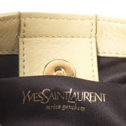 Pre Owned حقيبة هوبو سان لوران باريس موباسا جلد صفراء فاتحة