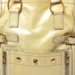 Pre Owned حقيبة سان لوران باريس داون تاون جلد أصفر ميتالليك صغيرة