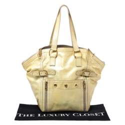 Pre Owned حقيبة سان لوران باريس داون تاون جلد أصفر ميتالليك صغيرة