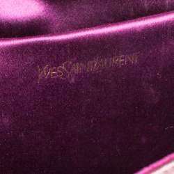 Pre Owned حقيبة كلتش سان لوران باريس شيك كبيرة جلد عنابي لامع