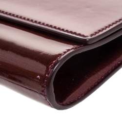 Pre Owned حقيبة كلتش سان لوران باريس شيك كبيرة جلد عنابي لامع