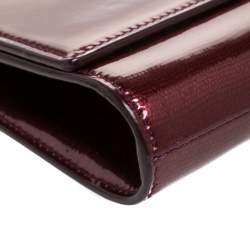 Pre Owned حقيبة كلتش سان لوران باريس شيك كبيرة جلد عنابي لامع