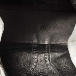 Pre Owned Yves Saint Laurent White/Grey Leather Reversible Double Sac Y Tote