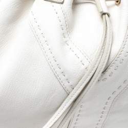 Pre Owned Yves Saint Laurent White/Grey Leather Reversible Double Sac Y Tote