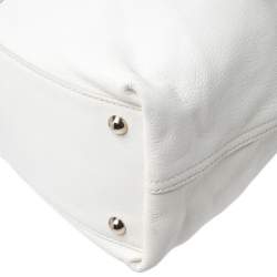 Pre Owned Yves Saint Laurent White/Grey Leather Reversible Double Sac Y Tote