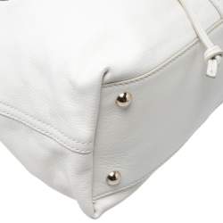 Pre Owned Yves Saint Laurent White/Grey Leather Reversible Double Sac Y Tote