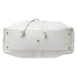 Pre Owned Yves Saint Laurent White/Grey Leather Reversible Double Sac Y Tote