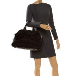 Pre Owned Yves Saint Laurent Black Nylon and Leather Duffle Bag