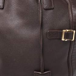 Pre Owned حقيبة يد سان لوران داونتاون كبيرة جلد بني داكن