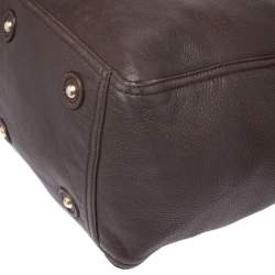 Pre Owned حقيبة يد سان لوران داونتاون كبيرة جلد بني داكن