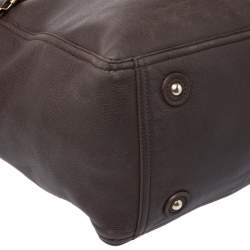 Pre Owned حقيبة يد سان لوران داونتاون كبيرة جلد بني داكن