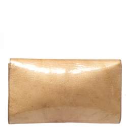 Pre Owned Yves Saint Laurent Light Yellow Patent Leather Belle De Jour Clutch