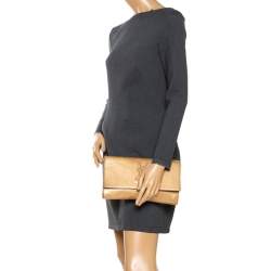 Pre Owned Yves Saint Laurent Light Yellow Patent Leather Belle De Jour Clutch