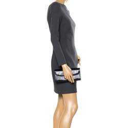 Pre Owned Saint Laurent Black Embossed Leather Muse Clutch