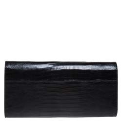 Pre Owned Saint Laurent Black Embossed Leather Muse Clutch