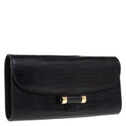 Pre Owned Saint Laurent Black Embossed Leather Muse Clutch