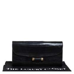 Pre Owned Saint Laurent Black Embossed Leather Muse Clutch