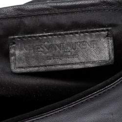 Pre Owned Saint Laurent Paris Black Leather and Suede Studded Mombasa Hobo