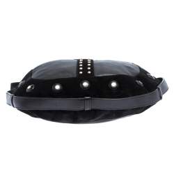 Pre Owned Saint Laurent Paris Black Leather and Suede Studded Mombasa Hobo