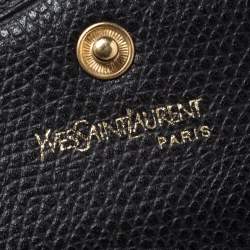 Pre Owned Saint Laurent Black Embossed Leather Continental Wallet