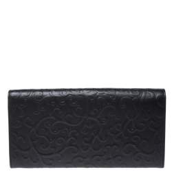 Pre Owned Saint Laurent Black Embossed Leather Continental Wallet
