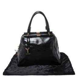Pre Owned Yves Saint Laurent Black Patent Leather Medium Majorelle Satchel